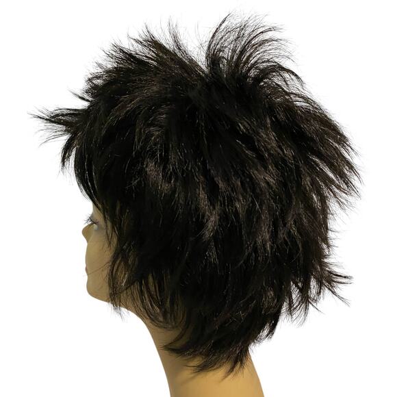 Spikey Razor Layered Wig Synthetic Jet Black Women Teens One Size NWT - Picture 11 of 14